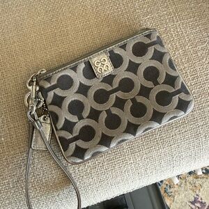 Coach Silver and Black Patterned Wristlet